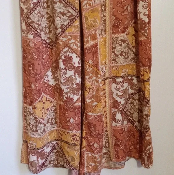 Rip Curl terracotta floral boho wide leg palazzo pants women size medium/large - Picture 2 of 9
